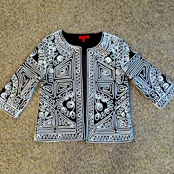 Joni B Jackets & Blazers - JONI B. Embroidered Black & White Jacket - Size S